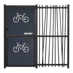 Porte sécurisée et bardages acier de l'abri pour 2 roues