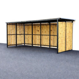 Abri cycles ouvert en acier et bois