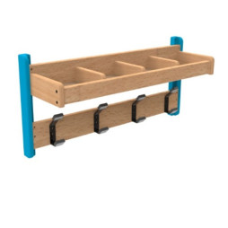 Porte-manteaux crèche avec casiers muraux 4 patères, coloris bleu