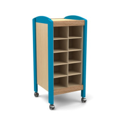 Mobilier crèche range doudou coloris bleu