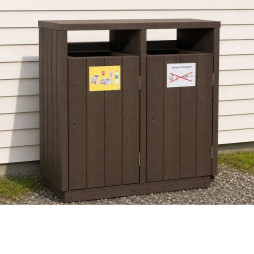 Poubelle tri sélectif 2 compartiments en plastique recyclé