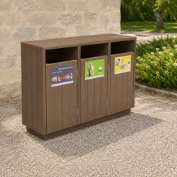 Poubelle tri sélectif 3 compartiments en plastique recyclé