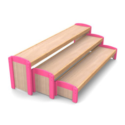 Bancs scolaires gigognes X 3 pour école maternelle, finition framboise