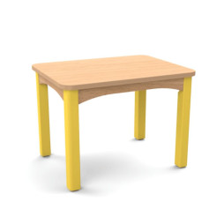 Table scolaire plateau hêtre et pieds peints en jaune