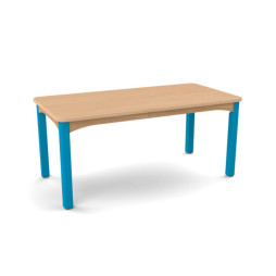 Table écolier bois avec piétement bleu