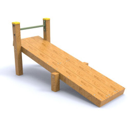 Banc incliné en bois pour aire de jeux extérieurs
