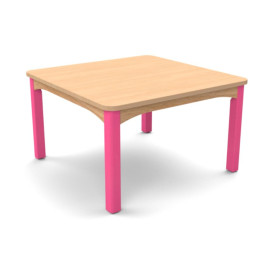 Table d'école plateau carré et pieds roses