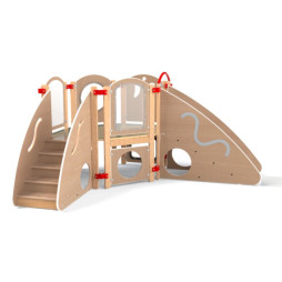 Parcours de motricité crèche en bois vernis, pour angle