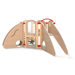 Parcours motricité enfant, d'angle, bois de hêtre vernis