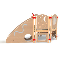 Module de motricité crèche pour angle en bois naturel