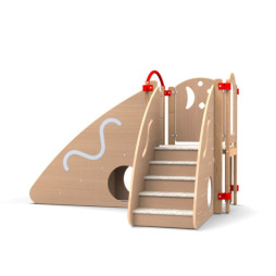 Structure de motricité pour crèche modèle compact en angle finition hêtre