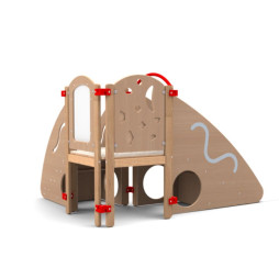Parcours de motricité en angle pour petite enfance, hêtre vernis