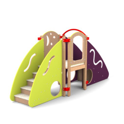 Module de motricité crèche modèle compact en ligne, Vert/Prune