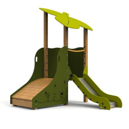 Toboggan avec toit en forme de feuille