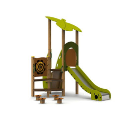 Toboggan pour aire de jeux extérieur avec plots d'équilibre