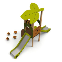 Double toboggan avec toit "feuille" et plots d'équilibre