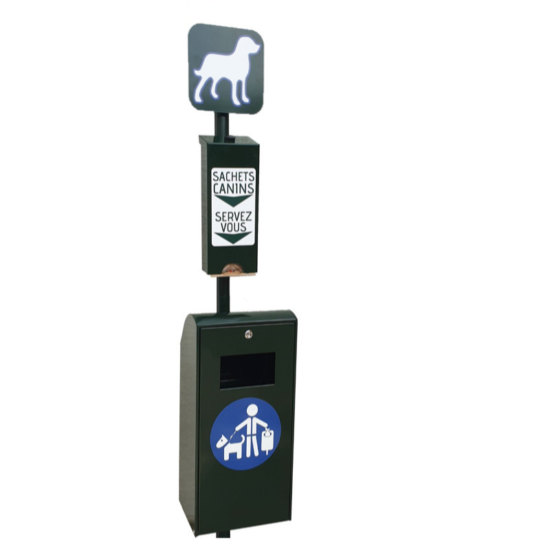 Borne de propreté + corbeille pour hygiène canine