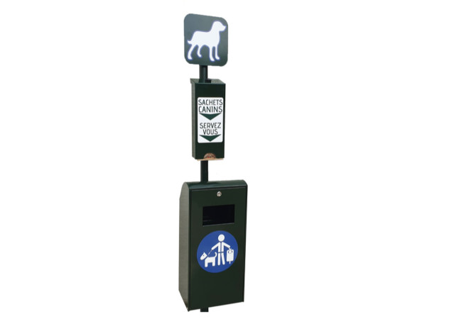 Borne de propreté + corbeille pour hygiène canine