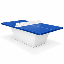 Table de ping pong Square bleu outre mer piètement blanc