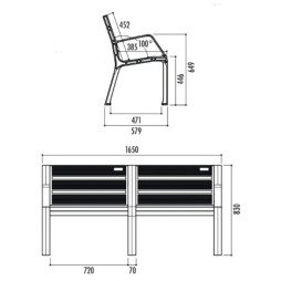 Dimensions du banc urbain Modo
