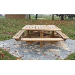 Table pique nique en bois carrée pour collectivités