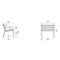 Dimensions du fauteuil public en aluminium