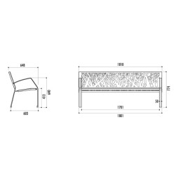 Dimensions du banc public en métal Maverick