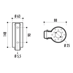 Schéma technique du cendrier extérieur en inox