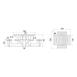 Dimensions de la table bois banc