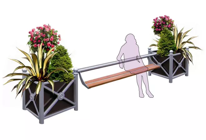 Visuel du banc public mixé à une jardinière urbaine
