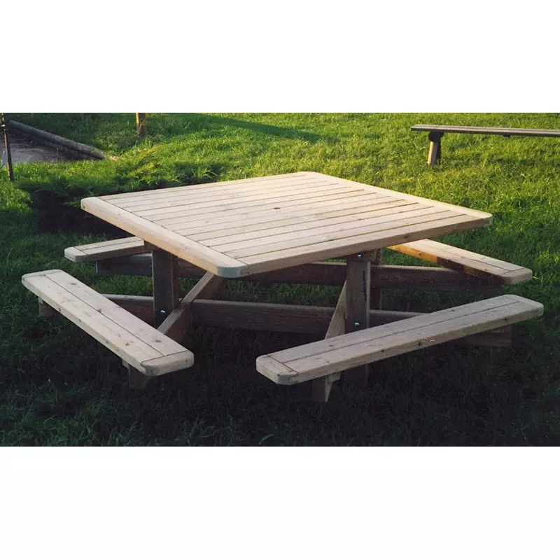 Table pique nique en bois carrée pour collectivités