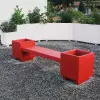 Banquette jardinière en béton - piétement et lame d'assise couleur rouge - DMC Direct
