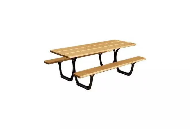 Table pique-nique Séville lames en bois exotique - version standard - finition lasuré chêne clair - DMC Direct