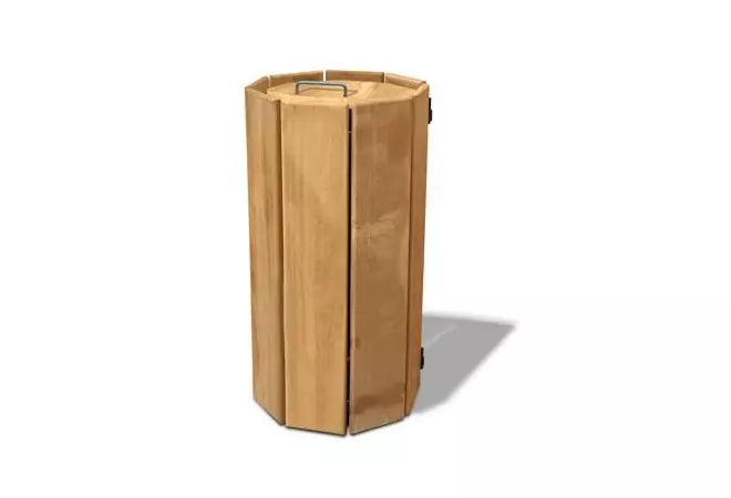 Corbeille Séville en bois exotique 100 Litres - version octogonale - finition chêne clair - DMC Direct 
