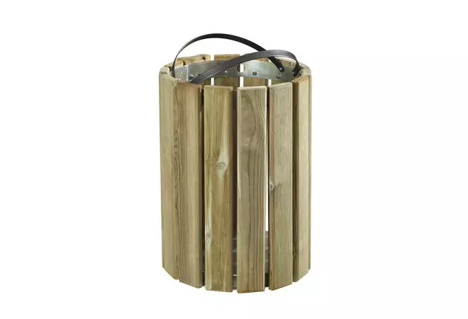 Corbeille de propreté extérieur en bois ronde 20 litres