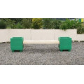  Banquette jardinière en béton - piétement vert et lame d'assise blanc naturel - DMC Direct