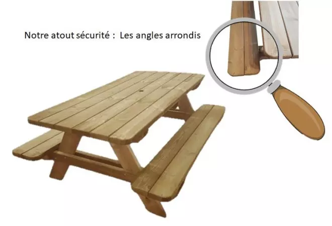 Table de pique-nique angles arrondis Provence - DMC Direct