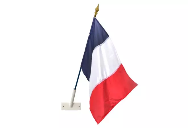 Lot de support mural et 3 drapeaux français, Pavoisement, drapeaux et mâts