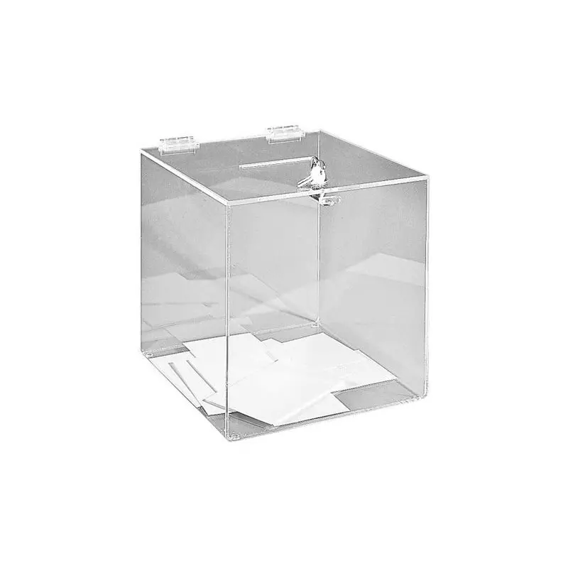 Visuel de l'urne transparente sécurisée de comptoir - 500 bulletins - 25x25x25 cm - DMC Direct
