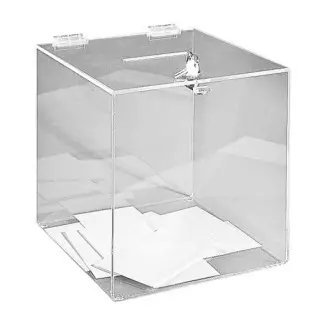 Visuel de l'urne transparente sécurisée de comptoir - 500 bulletins - 25x25x25 cm - DMC Direct