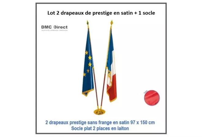 Lot de 2 drapeaux de prestige en satin 97 x 150 cm - DMC Direct
