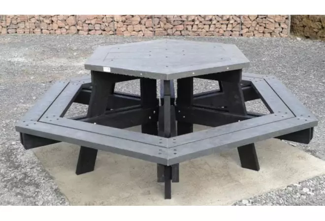 Galaxie - table pique-nique hexagonale en recyclé