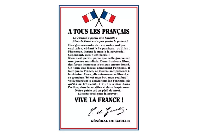 Plaque intérieur "À tous les français" Générale De Gaulle