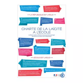 Plaque intérieur loi Peillon "Charte de la laïcité à l'école" PVC ou PLEXI
