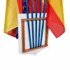 Porte-drapeaux écusson tricolore + devise + Marrianne. châssis en bois 5 drapeaux