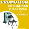 Promotion ! 60 chaises en métal avec 1 chariot de transport