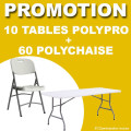 PROMOTION : lot de 10 tables et 60 chaises
