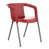 Chaise rouge monobloc polypro et piétement acier