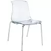 Chaise transparente avec piétement en acier chromé