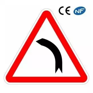 Panneau routier indication virage à gauche (A1b)